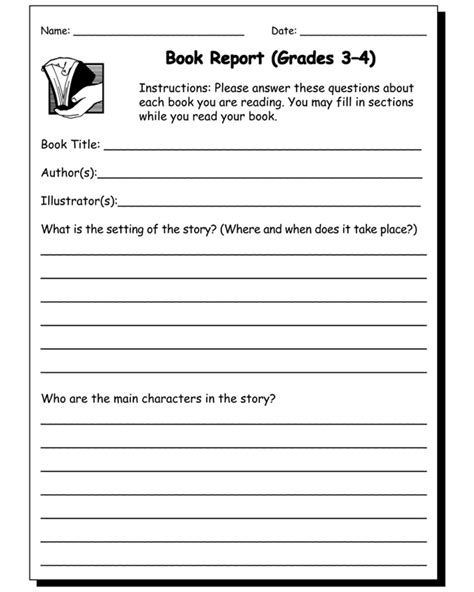 book report template for 4th graders